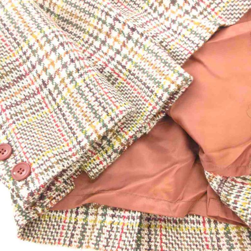 Christian DIOR Sports Vintage Setup Skirt Suit Jacket Alpaca Plaid M Beige