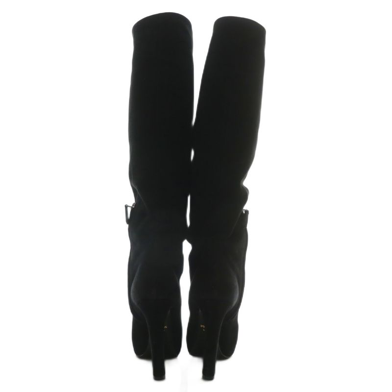 Prada Long Boots Suede Pointed Toe High Heel Side Zip 35 22cm (8.66in) Black XZ