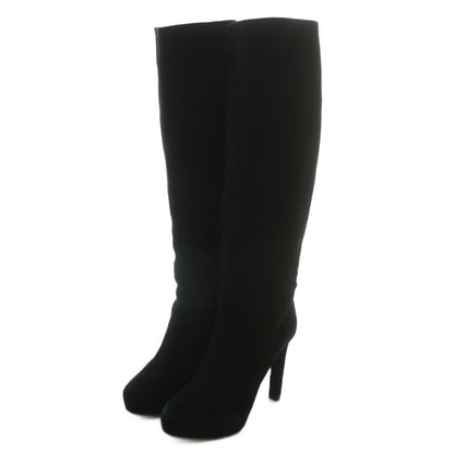 Prada Long Boots Suede Pointed Toe High Heel Side Zip 35 22cm (8.66in) Black XZ