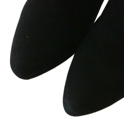 Prada Long Boots Suede Pointed Toe High Heel Side Zip 35 22cm (8.66in) Black XZ