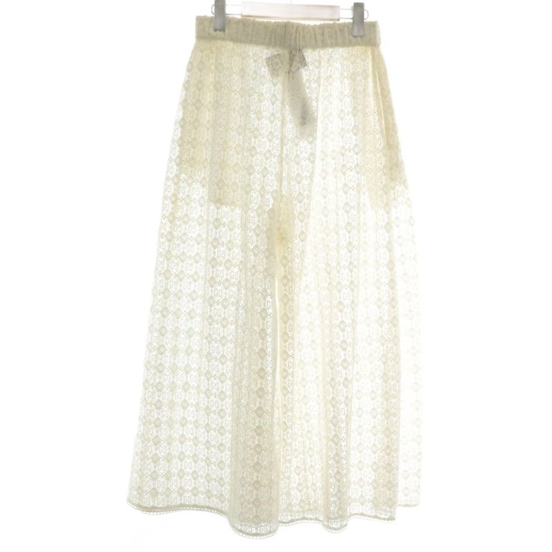 Gucci GG Floral Lace Wide Leg Trouser Long Pants Easy 38 M White 740596 Zammc