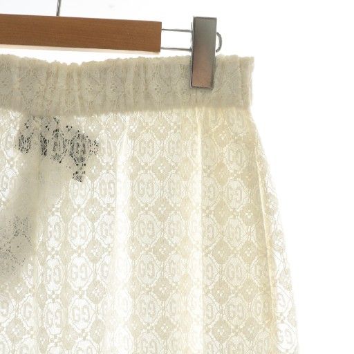 Gucci GG Floral Lace Wide Leg Trouser Long Pants Easy 38 M White 740596 Zammc