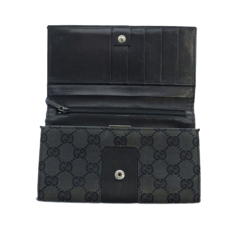 Gucci Long Wallet Logo GG Canvas Leather Black - GY11 MQ - OH