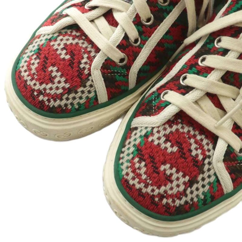 Gucci Tennis 1977 Sneakers Canvas Low Cut Staggered Plover Sherry Line Total GG