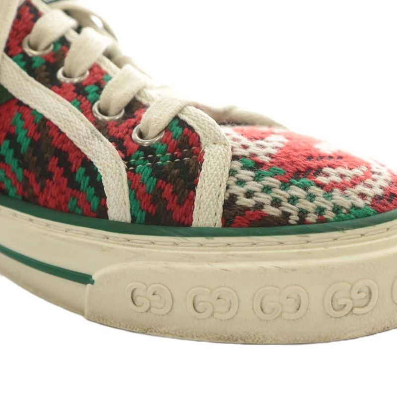 Gucci Tennis 1977 Sneakers Canvas Low Cut Staggered Plover Sherry Line Total GG
