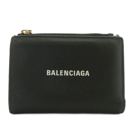 Balenciaga 694166 Wallet Fold Leather Logo Black XZ - OH - GY11