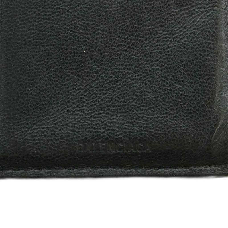 Balenciaga 694166 Wallet Fold Leather Logo Black XZ - OH - GY11