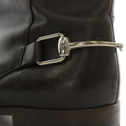 Gucci Short Boots Leather Horsebit Silver Hardware 40 25cm (9.84in) Brown