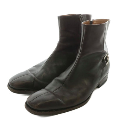 Gucci Short Boots Leather Horsebit Silver Hardware 40 25cm (9.84in) Brown