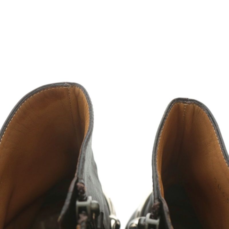 Gucci Short Boots Leather Horsebit Silver Hardware 40 25cm (9.84in) Brown