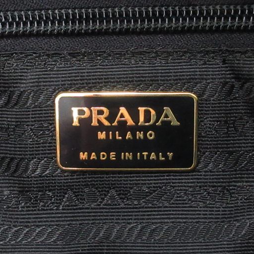 Prada Handbag Logo Triangle Plate Metal Handle Chain Nylon Black AE - GY18