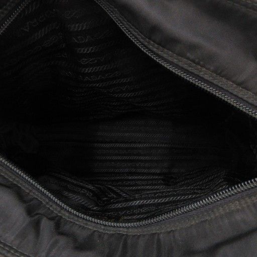 Prada Handbag Logo Triangle Plate Metal Handle Chain Nylon Black AE - GY18