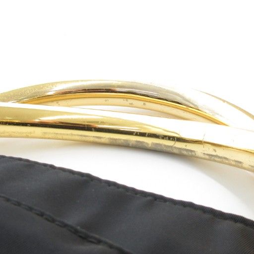 Prada Handbag Logo Triangle Plate Metal Handle Chain Nylon Black AE - GY18