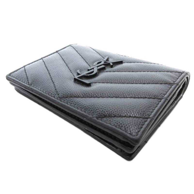 Yves Saint Laurent YVES Saint Laurent Cassandra Fold Wallet Logo V Stitching