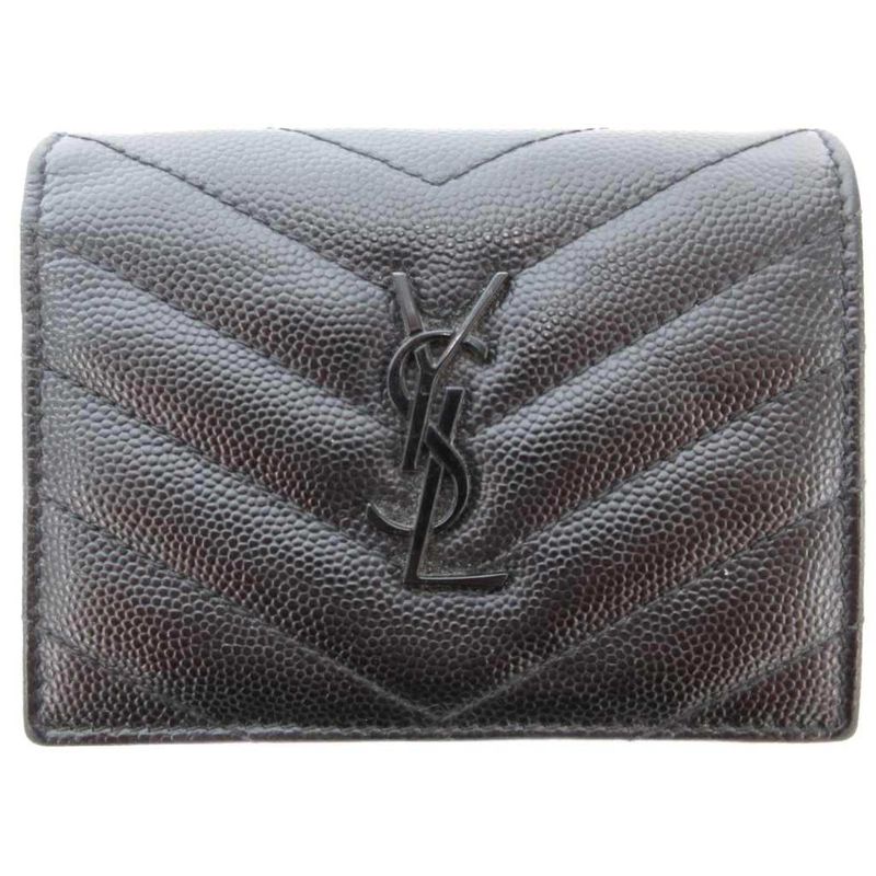 Yves Saint Laurent YVES Saint Laurent Cassandra Fold Wallet Logo V Stitching