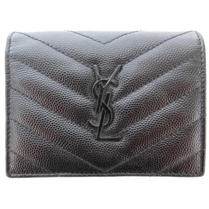 Yves Saint Laurent YVES Saint Laurent Cassandra Fold Wallet Logo V Stitching