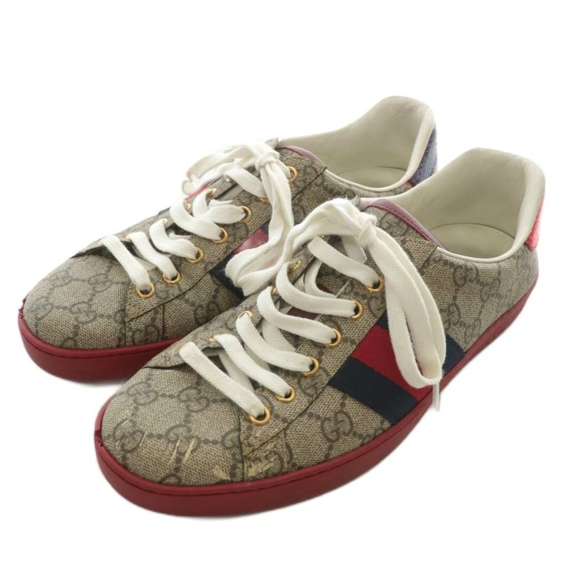 Gucci Ace Sneakers GG Supreme Low Cut Sherry Line Total Logo 6 25cm (9.84in)