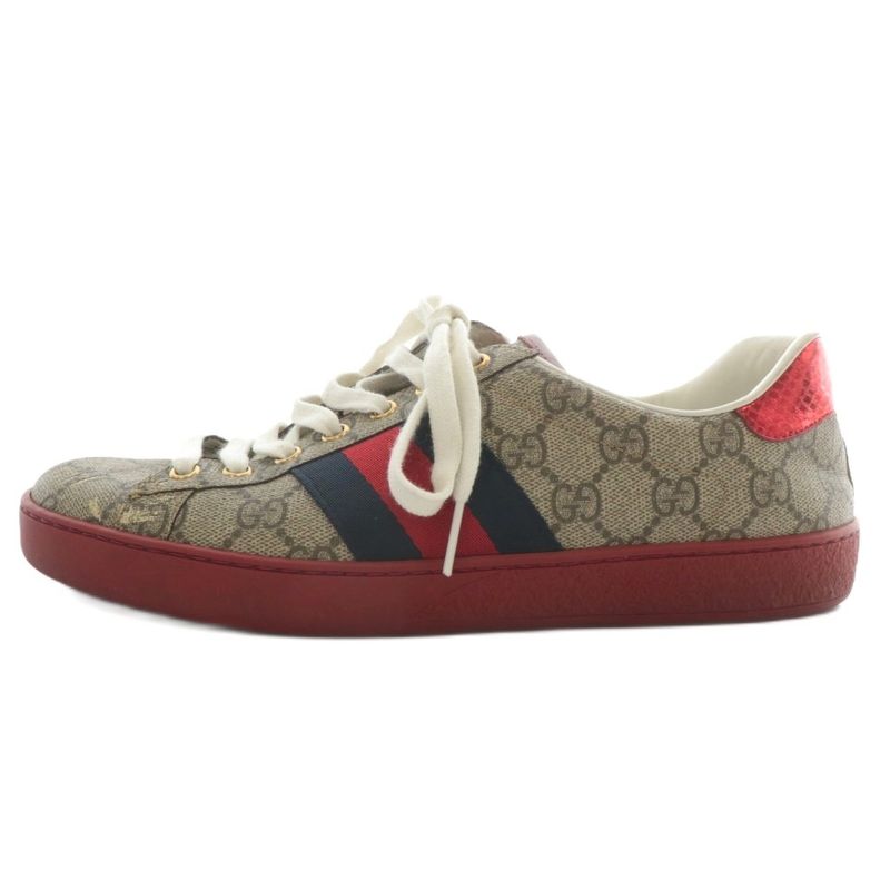 Gucci Ace Sneakers GG Supreme Low Cut Sherry Line Total Logo 6 25cm (9.84in)