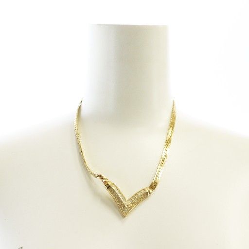 Christian DIOR Necklace Accessories Pendant Rhinestone Logo Gold Color - GY17