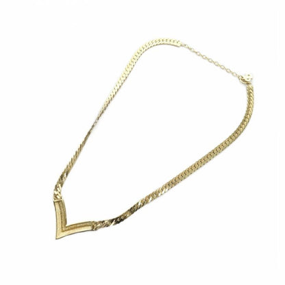 Christian DIOR Necklace Accessories Pendant Rhinestone Logo Gold Color - GY17