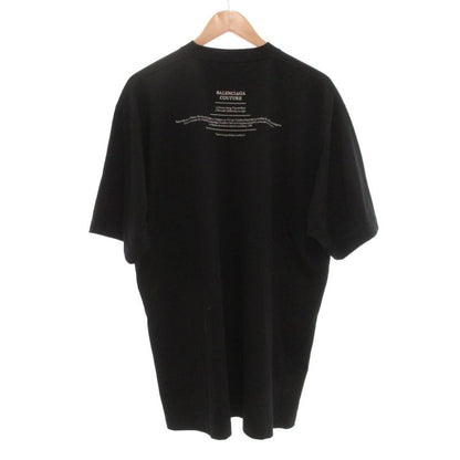 Balenciaga Couture T-shirt Cut And Sewn Short Sleeves Logo Embroidery XXS Black