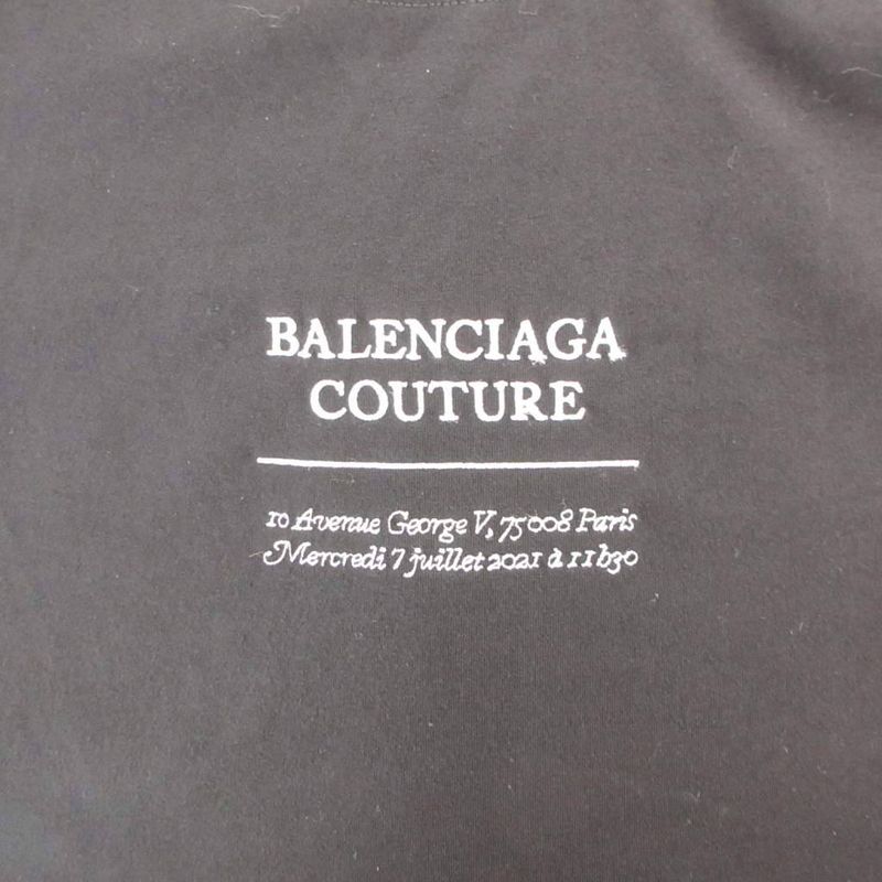 Balenciaga Couture T-shirt Cut And Sewn Short Sleeves Logo Embroidery XXS Black