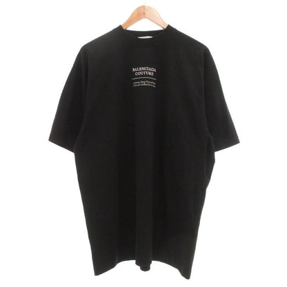 Balenciaga Couture T-shirt Cut And Sewn Short Sleeves Logo Embroidery XXS Black
