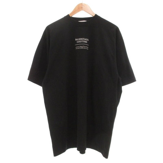 Balenciaga Couture T-shirt Cut And Sewn Short Sleeves Logo Embroidery XXS Black