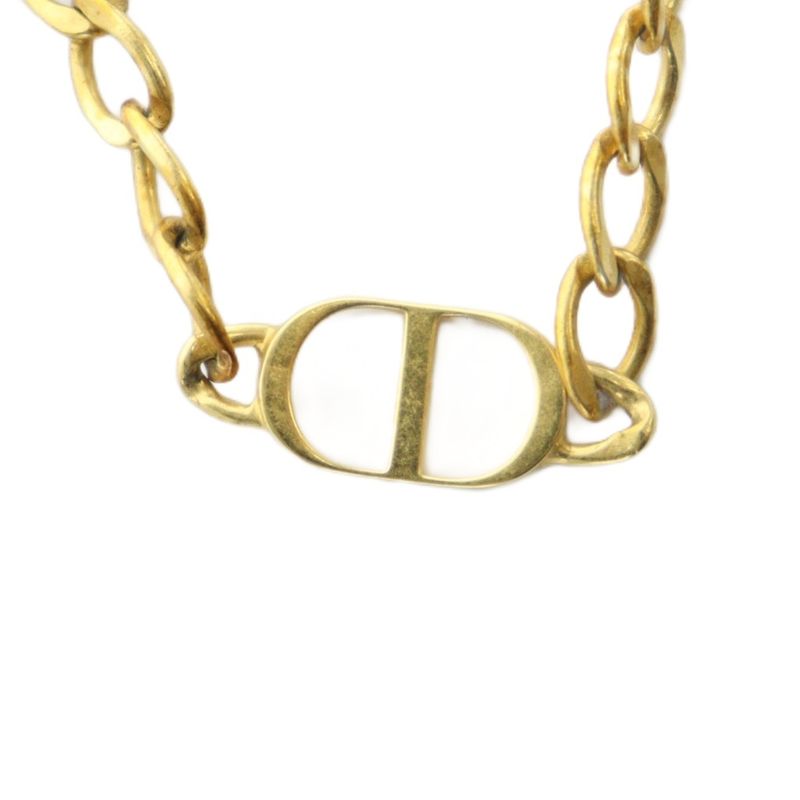 Christian DIOR CD Logo Necklace Accessories Pendant GP Gold Color Gold - GY18