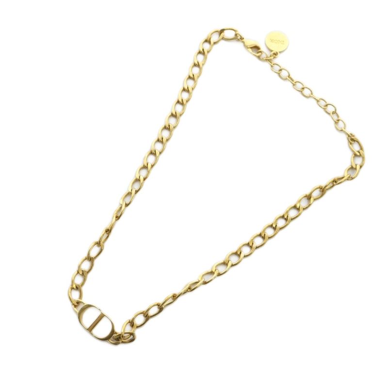 Christian DIOR CD Logo Necklace Accessories Pendant GP Gold Color Gold - GY18