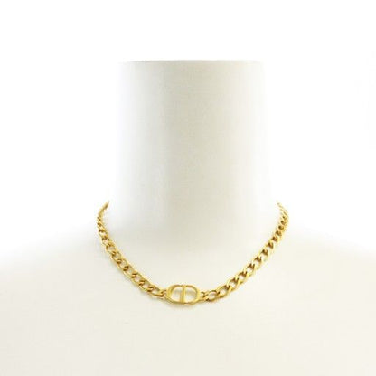 Christian DIOR CD Logo Necklace Accessories Pendant GP Gold Color Gold - GY18