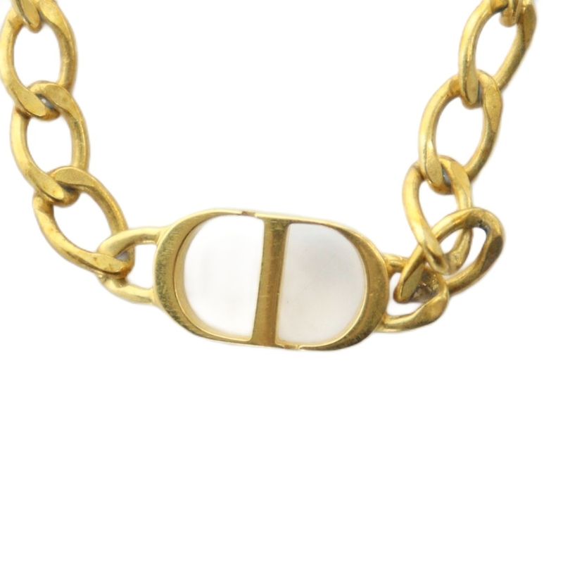 Christian DIOR CD Logo Necklace Accessories Pendant GP Gold Color Gold - GY18