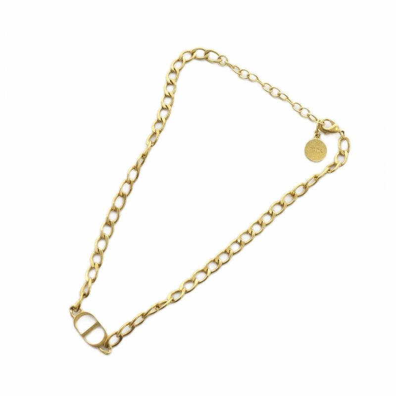 Christian DIOR CD Logo Necklace Accessories Pendant GP Gold Color Gold - GY18