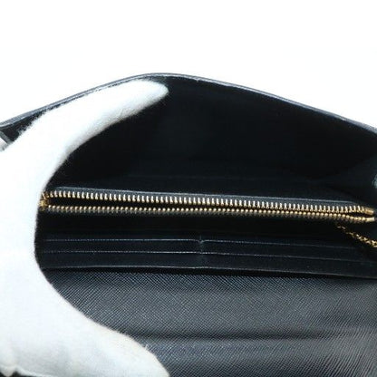 Prada Long Wallet Fold Saffiano Leather Logo Gold Hardware Black Xz-oh-gy18