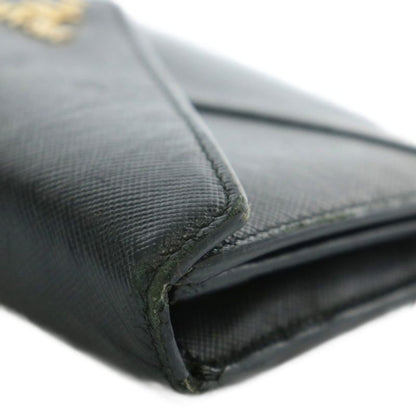 Prada Long Wallet Fold Saffiano Leather Logo Gold Hardware Black Xz-oh-gy18