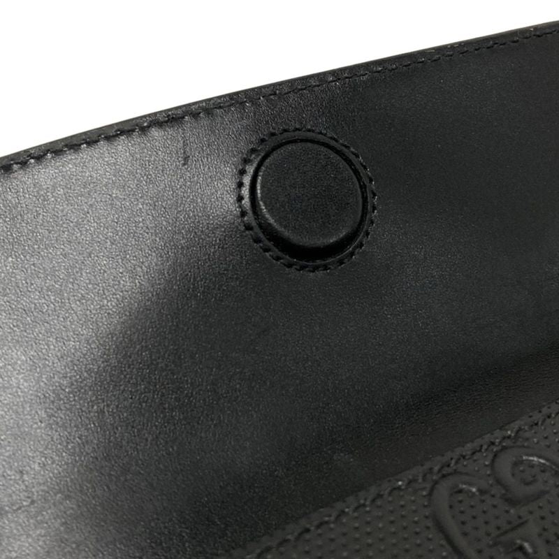 Gucci Waist Pouch GG Embossed Belt Bag 645093 Black Leather