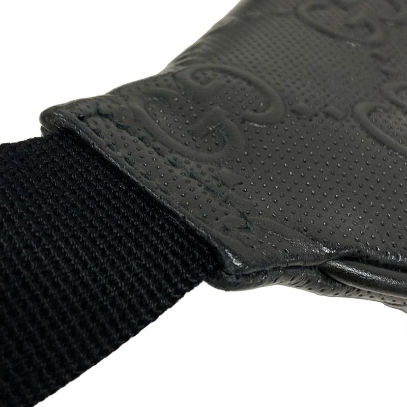 Gucci Waist Pouch GG Embossed Belt Bag 645093 Black Leather