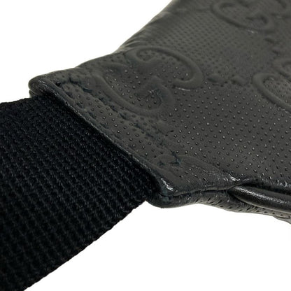 Gucci Waist Pouch GG Embossed Belt Bag 645093 Black Leather