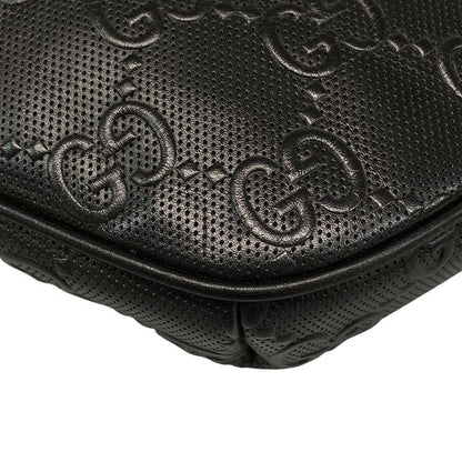 Gucci Waist Pouch GG Embossed Belt Bag 645093 Black Leather