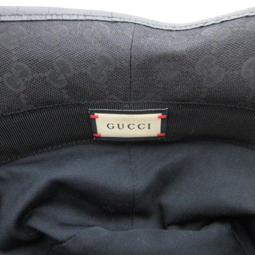 Gucci GG Canvas Fedora Bucket Hat Double G Leather Black Made In Italy 576587