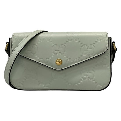 Gucci Shoulder Bag GG Supermini Leather Shoulder Bag 772794 Pale Green Leather