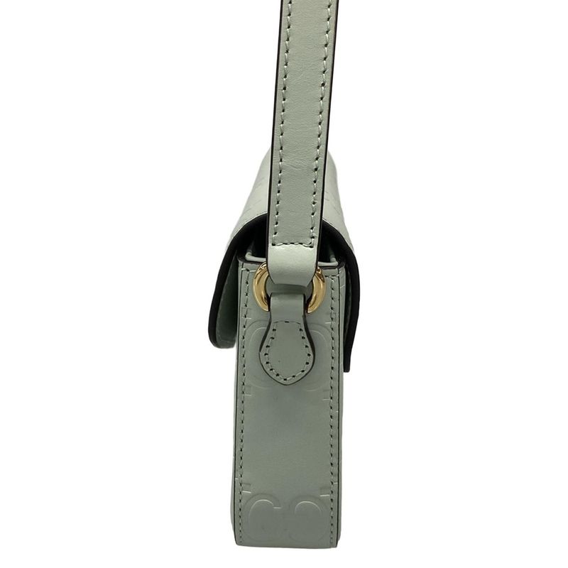 Gucci Shoulder Bag GG Supermini Leather Shoulder Bag 772794 Pale Green Leather