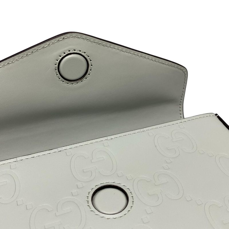 Gucci Shoulder Bag GG Supermini Leather Shoulder Bag 772794 Pale Green Leather