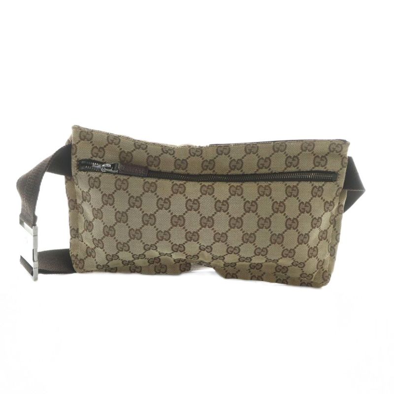Gucci 28566 Body Bag Shoulder Bag Diagonal Logo GG Canvas Leather Brown - GY11