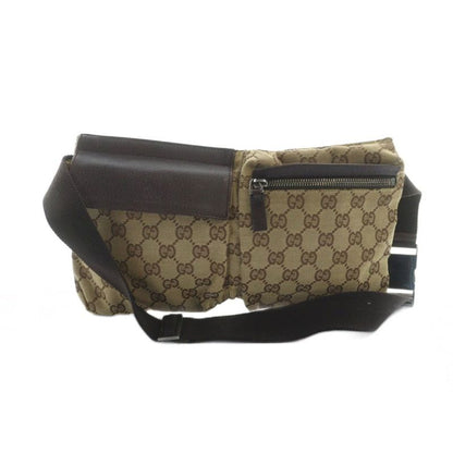 Gucci 28566 Body Bag Shoulder Bag Diagonal Logo GG Canvas Leather Brown - GY11