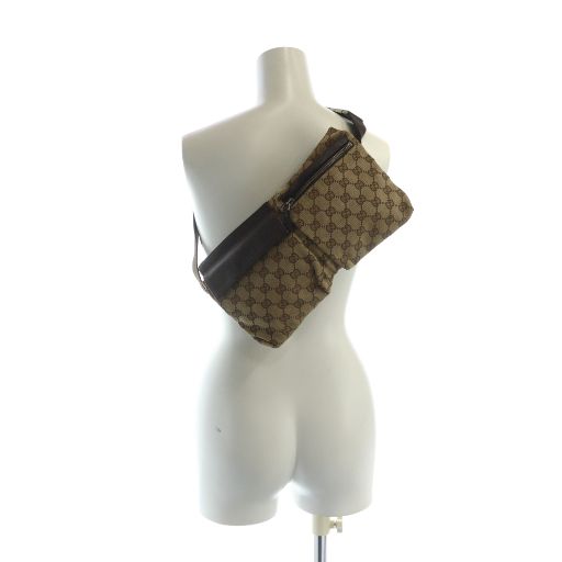 Gucci 28566 Body Bag Shoulder Bag Diagonal Logo GG Canvas Leather Brown - GY11