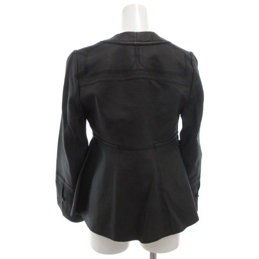 Balenciaga Lamb Leather Collarless Jacket Ribbon Sheepskin 40 Black 413055