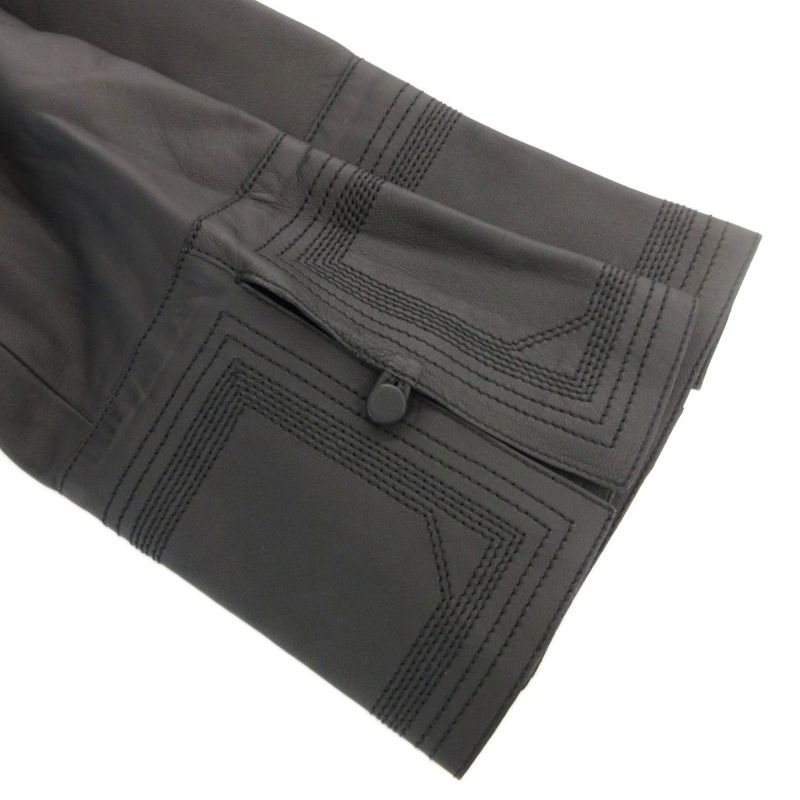 Balenciaga Lamb Leather Collarless Jacket Ribbon Sheepskin 40 Black 413055