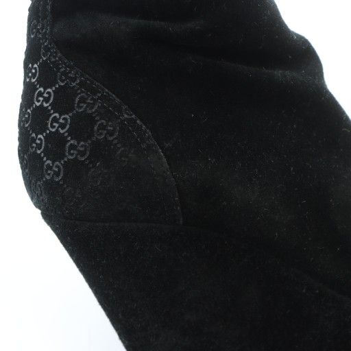 Gucci Long Boots Wedge Sole Thick Sole Logo Suede 34.5 21.5cm (8.46in) Black
