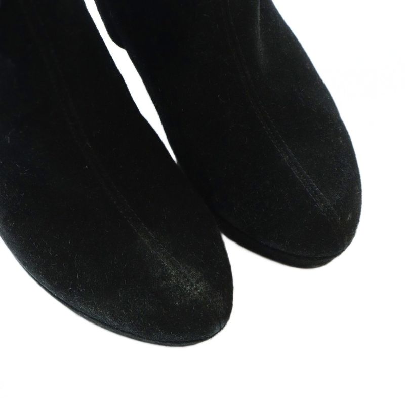 Gucci Long Boots Wedge Sole Thick Sole Logo Suede 34.5 21.5cm (8.46in) Black